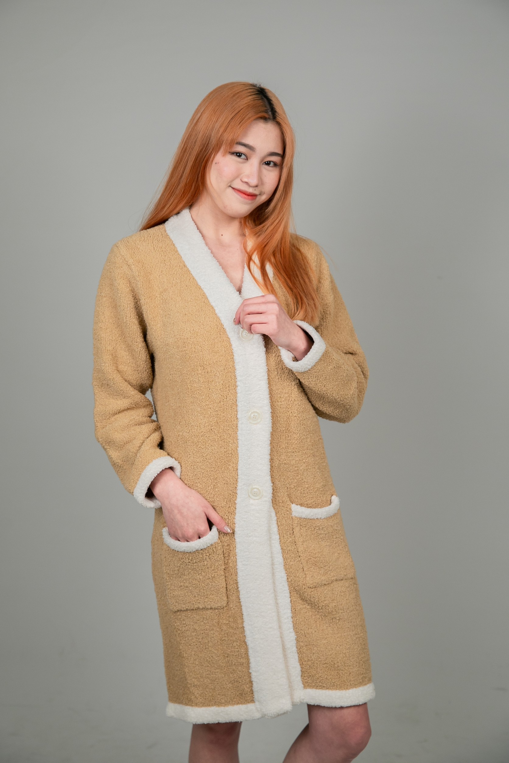 鈕扣式睡袍(請下單兩件，未滿兩件不出貨)